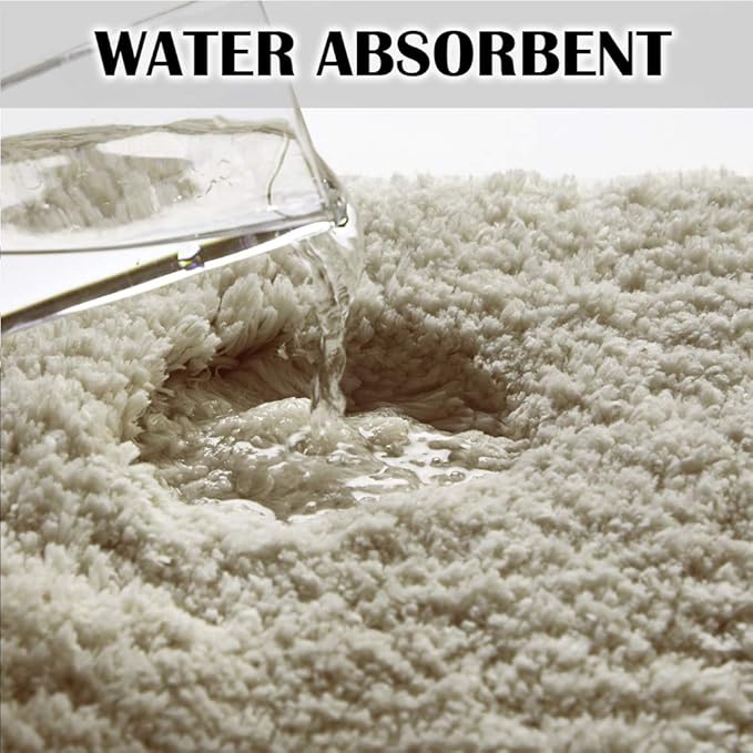 Suchtale Bath Rug for Non Slip Bath Mat (20 x 32, Light Tan) Water Absorbent Soft Microfiber Shaggy Thick Plush Shower Mat
