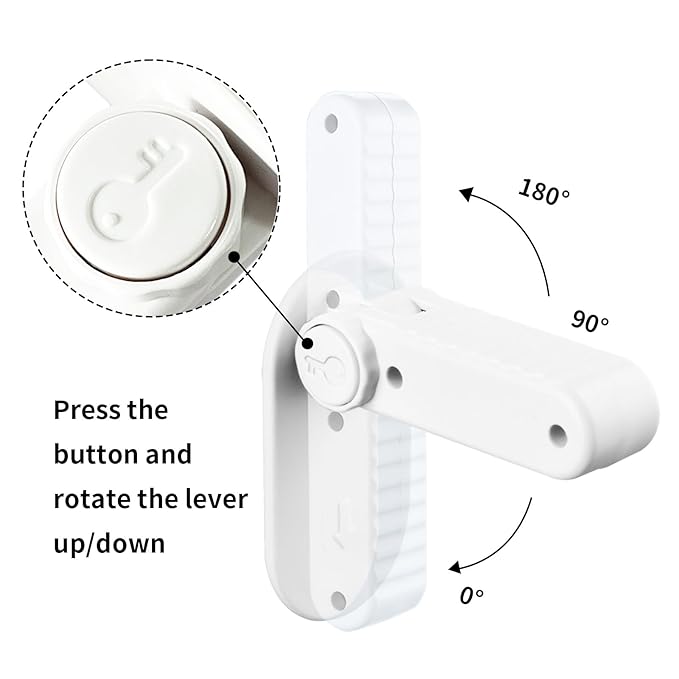 Childproof Door Lever Lock Prevents Toddlers Pets from Opening Doors, No Drill Tool Needed Easy to Instal, Child Safety Locks for Doors, Windows, washrooms (White, Pack, 4)
