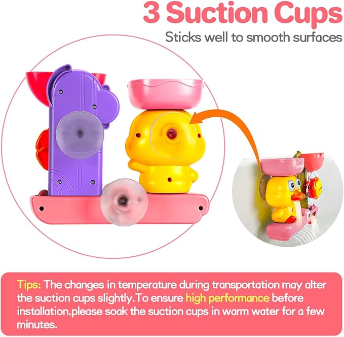 Bath Toys for Kids Ages 1-3: Toddler Bath Toys for 1 2 3 Year Old Girl Gifts - Pink Bathtub Toy for Toddlers 2-4 - Baby Girl Gifts 12+ Months
