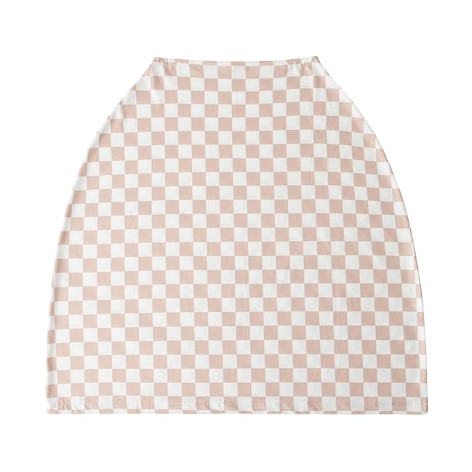 Little Jump Multi-use Baby Carseat Cover, Breathable Nursing Cover, High Stretchy Infant Carseat Canopy, Stroller Cover, Car Seat Covers for Bbies, Boys & Girls (Cream Checkered)