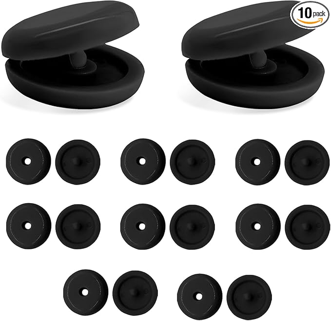 10 Sets Seat Belt Button Stop, Snap-On Plastic Seatbelt Stopper Clip Prevent Seat Belt Buckle from Sliding Down, No Welding Seat Belt Stop Kit, Universal Car Accessories (Black)
