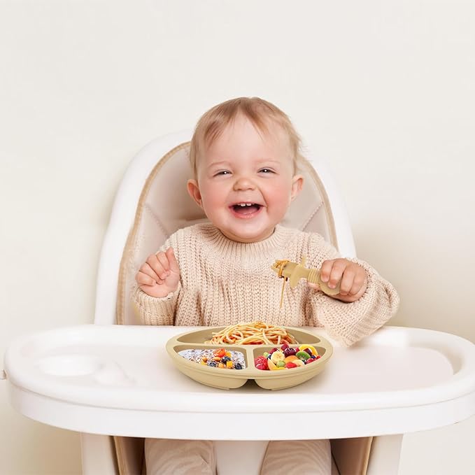Eascrozn 6 Pack Baby Spoons and Forks Set, Silicone First Stage Self Feeding Infant Toddler Utensils, BPA Free, Baby Led Weaning Feeding Supplies for Baby Essentials