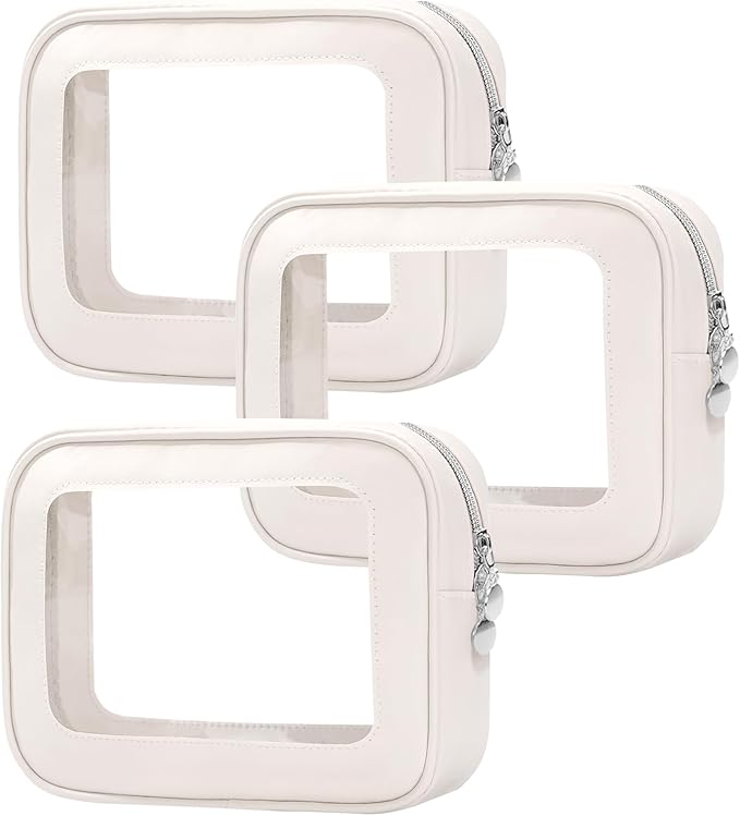 3PCS Diaper Bag Organizer Pouch Set，Clear Organizer Bags,TSA Approved Toiletry Bag,Clear Waterproof Cosmetic Bags with Zipper,Purse Organizer Pouches,Travel Organizer Bags for Woman and Kids