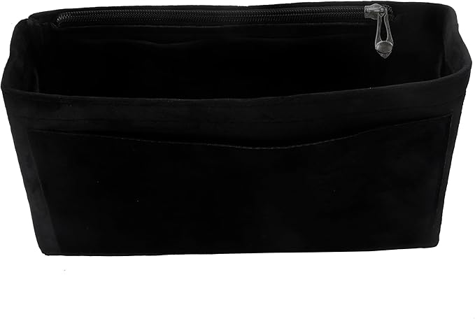 Purse Organizer Insert, Suede Bag Organizer Handbag Tote Shaper, Suede Material, Soft and Non Damaging Bag (Black, X-Large)