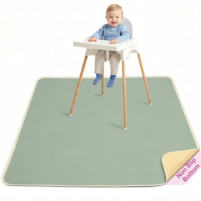 Basumee Splat Mat High Chair Mat Waterproof Baby Play Splat Mat for Under High Chair Food Catcher Highchair Mat for Floor Non Slip Bottom