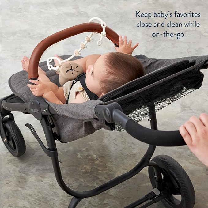 Itzy Ritzy Toy & Snack Cup Strap – Adjustable Strap for Keeping Baby's Toys Nearby – BPA-Free Silicone – Tether for Strollers, High Chairs & Car Seats – Dishwasher Safe (Bear)
