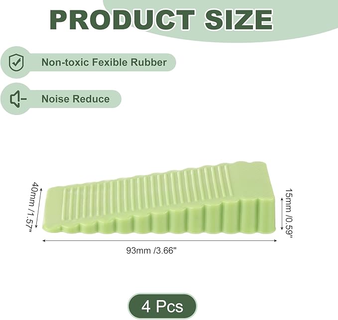 uxcell 4 Pcs Door Stoppers for Bottom of Door, 15mm/0.59 Inch Door Stops, Rubber Door Stopper Wedge Anti Slip, Window Stopper Door Stackable, Green