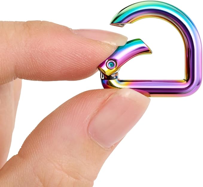 10pcs Metal D Ring Spring Key Hooks Keyring Clip for Keychain Buckle, Backpacks Handbag Purse Hardware, DIY Crafts