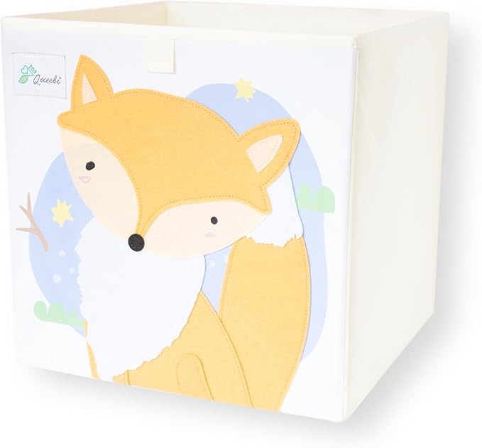 Queebi Fox Storage Cube- Organizer for Nursery, Playroom, Bedroom, Closet. Foldable Box 13x13x13 inches. Children's Toy Box, Diaper Caddy, Clothing Basket, Book Bin, Baby Essentials & Kids Gift