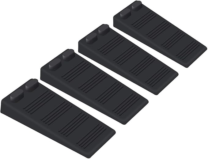 Door Stop Rubber Wedge Thin Door Stoppers for Bottom of Door Silica Gel Flexible Non Scratching Door Holder - Smart Stackable Slip-Resistant Design -Black