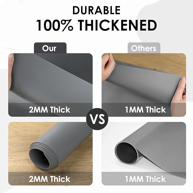 Extra Large Silicone Mat for Kitchen Counter 39.4" x 23.6" Silicone Table Mat for Resin Workbench Mat Heat Resistant Mat Coffee Bar Mats 2MM Thick,Dark Gray