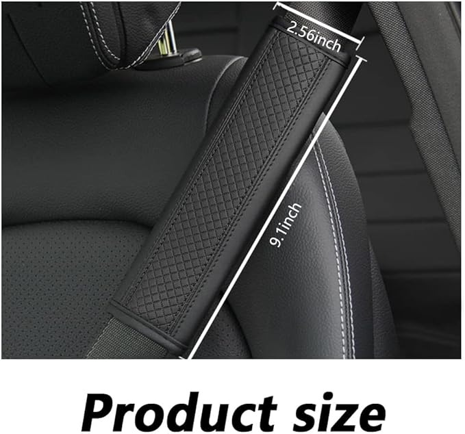 2PCS Car Seat Belt Cover Pad,Breathable Leather Seatbelt Covers for Shoulder Protection and Car Decorations,Universal Seatbelt Cushion Adding Car Seat Strap Pads Car Accessories Interior (Black)