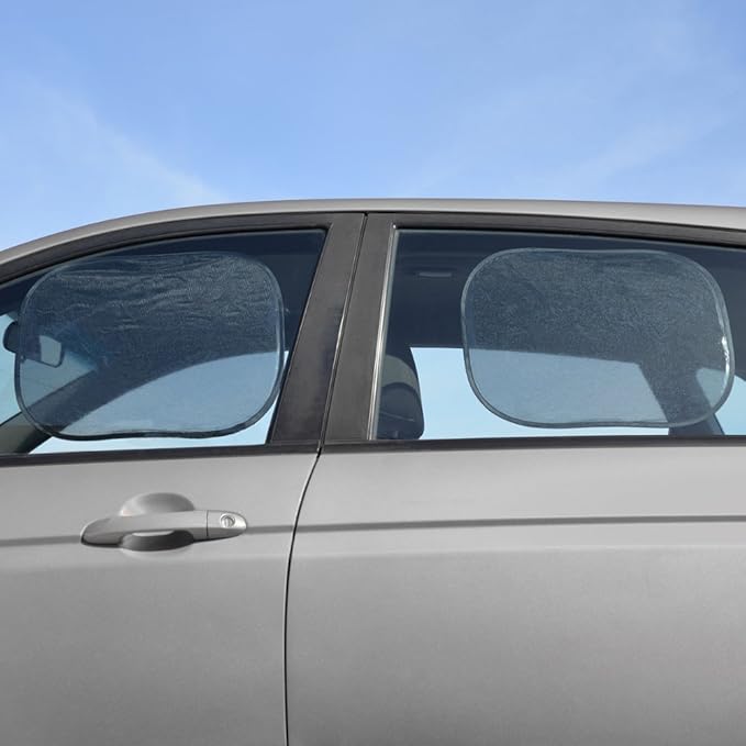 BDK Car Sunshades for Side & Rear Window - Sun Protection for You and Your Infant, Baby, Kids, Pets, Backseat - Blocks UV Rays - Static Cling Easy Popup Install (2 Pieces)