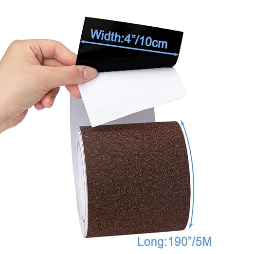 Anti Slip Tape, High Traction,Strong Grip Abrasive, Not Easy Leaving Adhesive Residue, Indoor & Outdoor (4" Width x 190" Long, Brown)