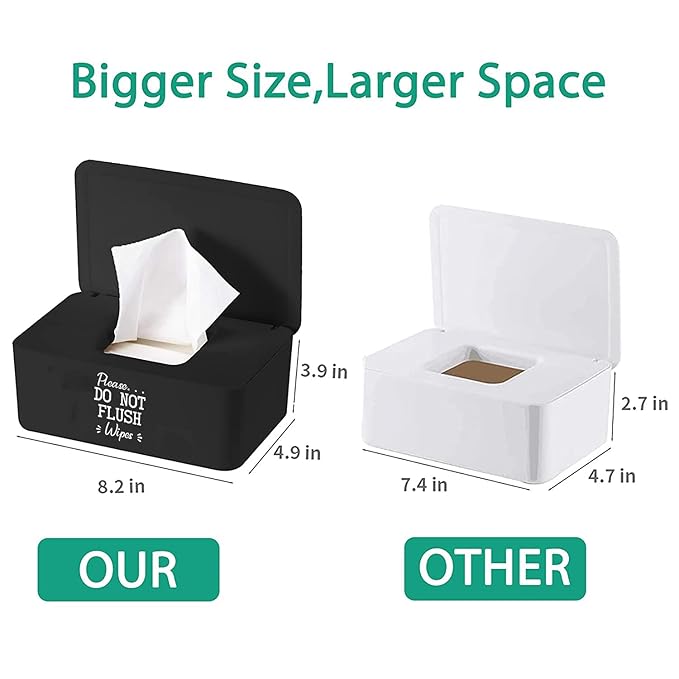 Moorfowl Baby Wipes Dispenser for Bathroom,Please DO NOT Flush Wipes Container Holder, Upgarde Size (8.2L x 4.9W x 3.9H inches)