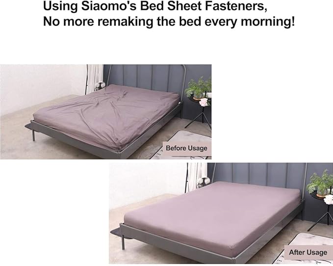 Siaomo Bed Sheet Fasteners Straps - 2 Way Adjustable Crisscross Sheet Corner Holder Straps Clips Gripper Elastic Sheet Band Suspenders Fasteners(2 Set/4Pcs, White)