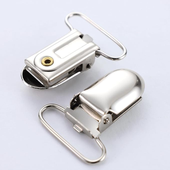 25 PCS Baby Girl Pacifier Metal Clip DIY Suspender Clips for Stroller Toy Straps Bibs Fasteners Supplies Garters Crafting Making Hardware Bulk (5-Styles, Silver)