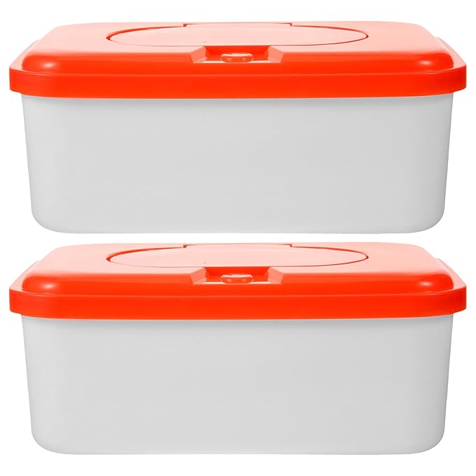 DOITOOL 2 Pcs Baby Wipes Dispenser Plastic Wipe Holder Container Case with Sealing Design Refillable Container Emapty Box Keeps Easy Open and Close for Bathroom Nursery (Random Color)