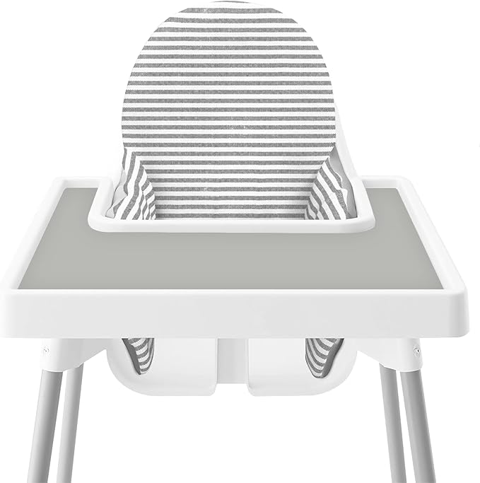 High Chair Placemat for IKEA Antilop Baby High Chair, 2 Packs Stain Resistant Non-Slip Toddler Silicone High Chair Place Mats Eating Table Mat (Blush/Gray)
