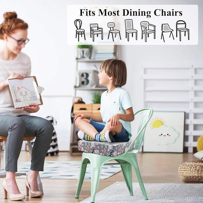 Toddler Booster Seat for Dining Table,Chair Increasing Cushion for Baby Kids,Portable Dismountable Adjustable Highchair Booster(Dark Grey)