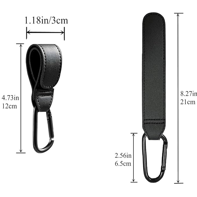 4 Pcs Leather Stroller Hook, Mommy Stroller Clip, Stroller Accessories Organizer Hook, Metal Hook for Strollers/Walkers/Mobility Scooter/Wheelchair/Rollator(SkyBlue)
