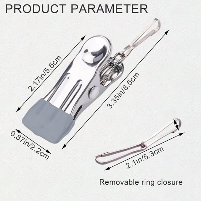 Multipurpose Heavy Duty Stainless Steel Clothespins, Clothes Pins for Laundry Clips, Towel Drying Clip Clips, Heavy Duty Outdoor Clothespins for Socks, Towels, Snacks, Photo(66, Gray)