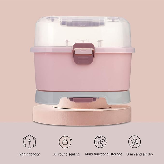 Toyvian Kitchen Cabinet Organizer 1Pc Portable Baby Bottle Drying Rack Storage Box Nursing Bottle Storage Box Organizer Case Portable Feeding Bottle Kitchen Cabinet for Home Travel Baby Bottles