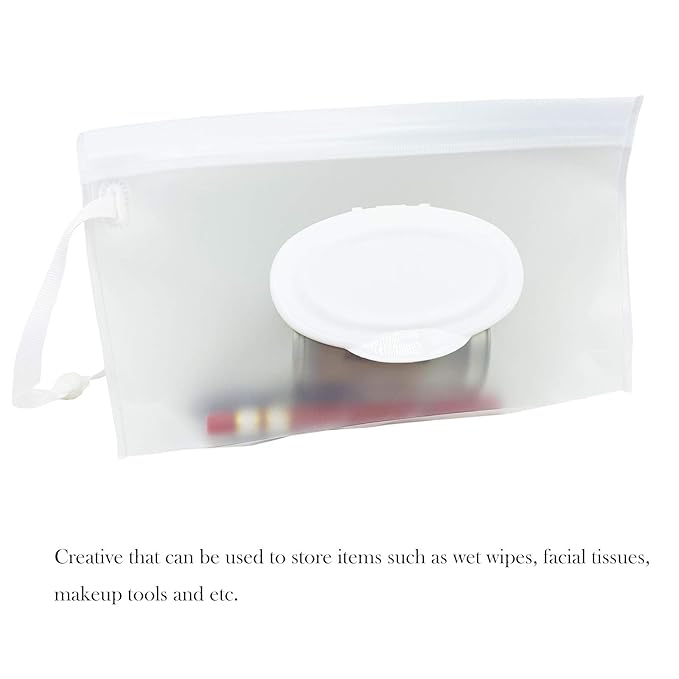 Portable Refillable Wet Wipe Pouch, Reusable Travel Wipes Holder & Case, Lightweight Flushable Diaper Wipes Container for Baby (Clear)