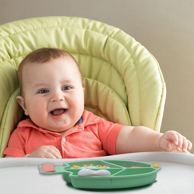 Baby plates with Suction,Silicone Suction Plates for Baby Toddler Kids BPA Free Microwave Dishwasher Safe -Plate yellow fish sets