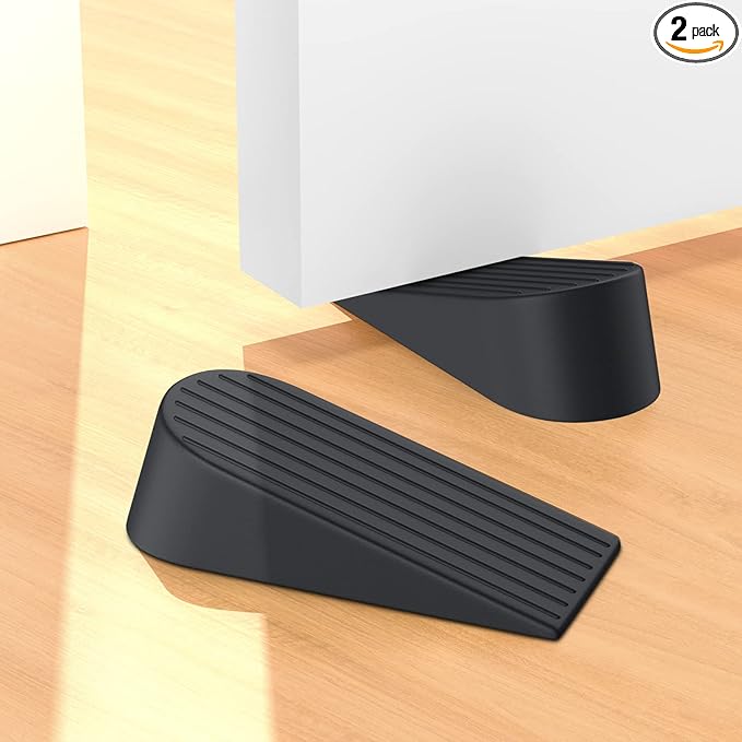 Big Door Stoppers, 2 Pack Extra Large Door Stoppers for Bottom of Door Gaps, Sturdy and Stackable Heavy Duty Doorstop Great for Home Office, Rubber Door Stopper Wedge for Tile, Wooden Floor, Carpet