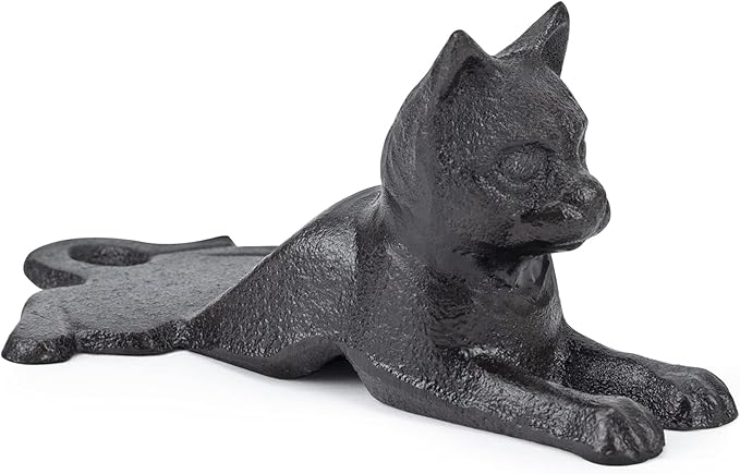 Earl Diamond Heavy Duty Cast Iron Cute Cat Door Stops | Decorative Cute Animal Statue Metal Door Stopper Wedge, with Non-Slip Mat for Home Office Commercial