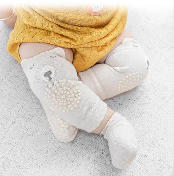 Feidoog Baby Crawling Knee Pads with Anti-Slip Elastic 3 Pairs Knee Pads and 3 Pairs Socks Set,Infant Kneepads for Crawling
