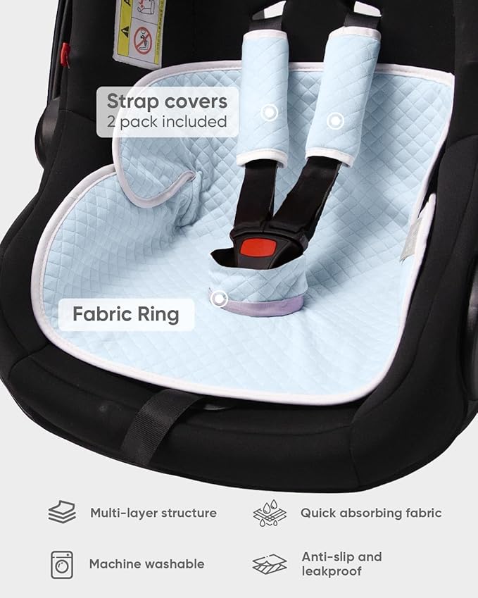 TinlyFinly 2 Pack Baby Potty Training Car Seat Protector, Waterproof Car Seat Liner for Potty Training Toilet, Baby Infant Toddler Piddle Pad Fits for Carseat, Stroller, Highchair - 2 Pack, Light Blue