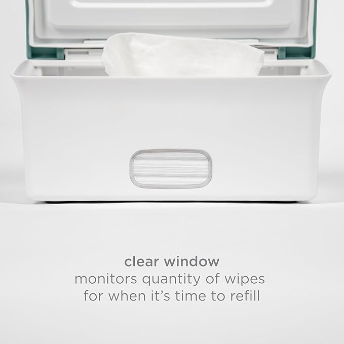 Ubbi Baby Wipes Dispenser with Weighted Plate and Secure Seal, Nursery and Baby Registry Essential to Keep Wipes Fresh, Open Water