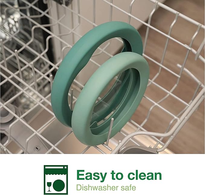 Food Huggers Replacement Lids for Glass Storage Containers | Silicone & Glass Lids that Don’t Crack | Fits Most Round Container Brands & Bowls | 100% Plastic Free | 2 Lid Set (S,M), Gradual Green