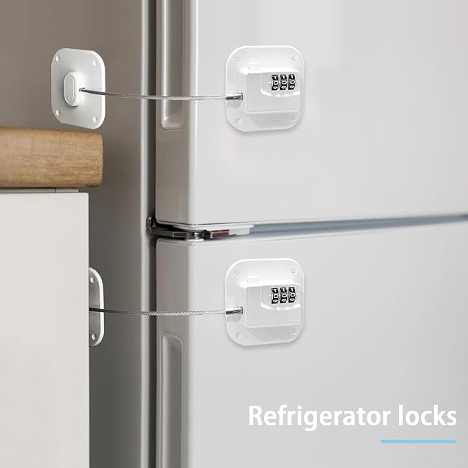 Fridge Lock Refrigerator Freezer Childproof Locks for Cabinets and Drawers Easy Install No Keys Needed Combo Lock Multifunctional Child Safety Cabinet Locks