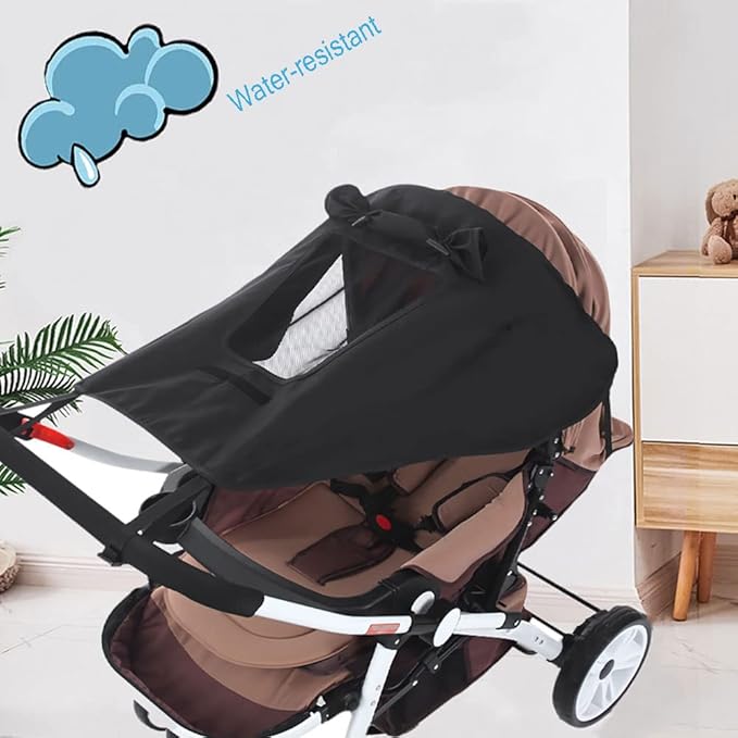 Baby Stroller Universal UPF 50+ Sun Protector Shade Blackout Cover Pushchair Shield Canopy Pram Rain Sunshade With See Through Extender Accessory Easy Installation
