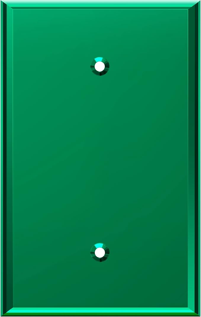 LIDER Reflective Acrylic Blank Wall Plate, Mirrored Blank Device Cover, Plexiglass Wall Plate, Acrylic Glass, Oversized 1-Gang 5.25" x 3.44", LWP-01O-AGR, Green