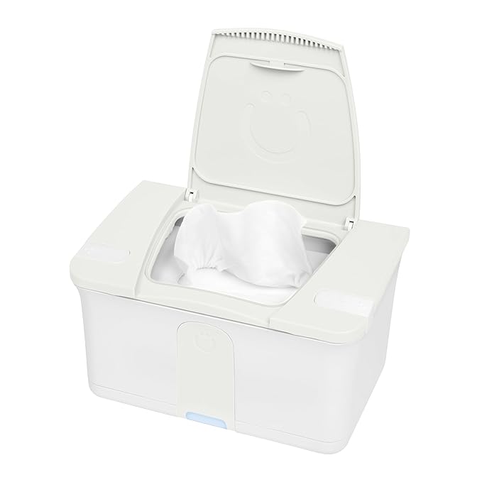 Ubbi Baby Wipes Warmer and Dispenser with Nightlight, Top-Heating System, Moisture Lock Lid, Fits Standard Wipe Packs, Soft Glow Light for Diaper Changes, Oat