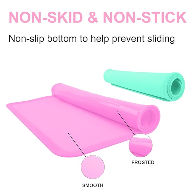 Non-Slip Kids Baby Toddlers Placemats, Large Silicone Sheets for Crafts Liquid Resin Jewelry Casting Molds Mat, Multi-Purpose Silicone Placemats, 2Pack - Baby Purple & Green