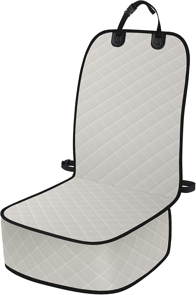 ELONGRIVER Dog Car Seat Covers, Waterproof Front Seat Cover for Dogs, Scratch-Proof, Nonslip Pet Passenger Seat Cover Protector, Universal Fit for Cars Trucks SUVs (Beige, Large Size)