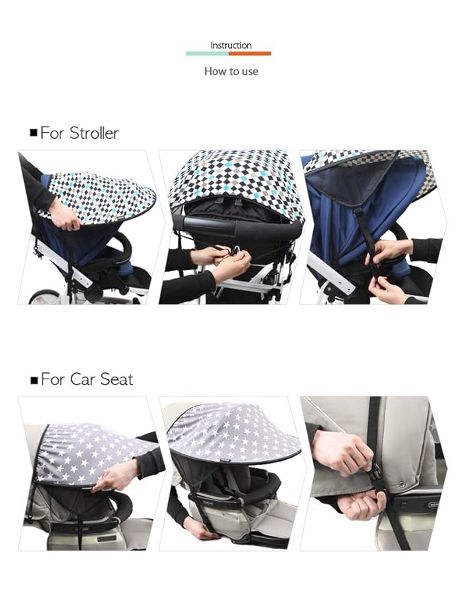 Manito Sun Shade for Strollers and Car Seats - Scandi (Dot Black) UPF 50+