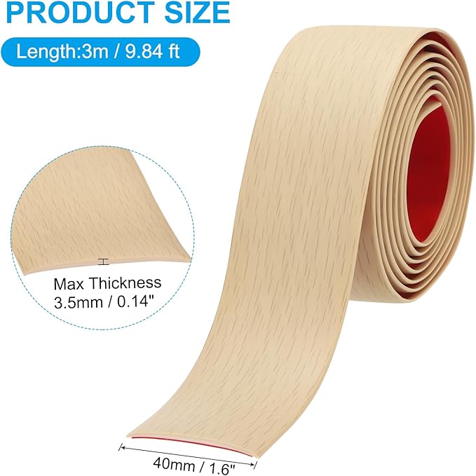 PATIKIL Self Adhesive Floor Transition Strip 10 ft x 1.6" Vinyl Flat Divider Flooring for Joining Floor Gaps Carpet Transition Floor Tiles, Maple Wood