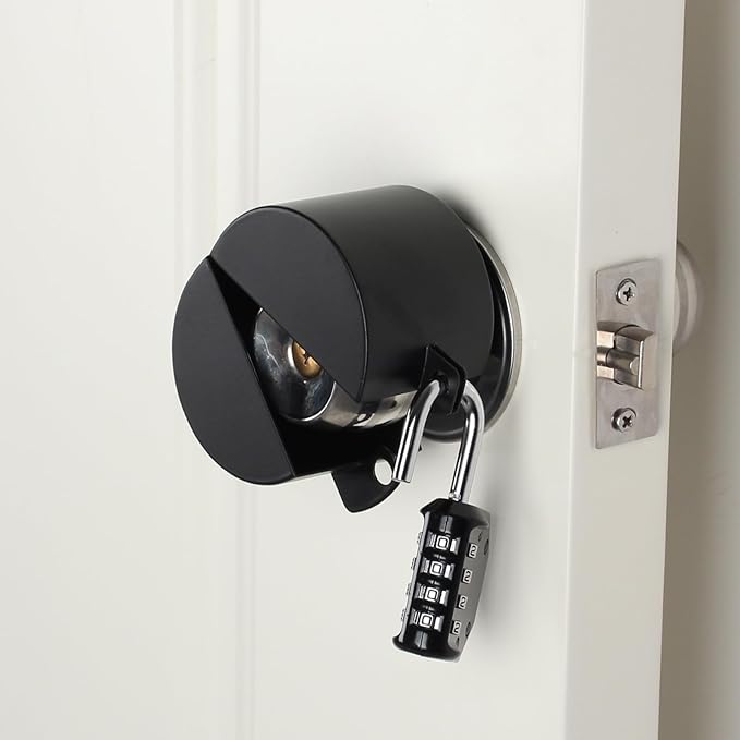 Door Handle Lock, Door Knob Lock Out Device,Cover to Disable The Doorknob/Faucet/Valve, Prevents Turning of Door Knob and Access to Keyhole, Prevents Operating The Knob (Password hanging lock)