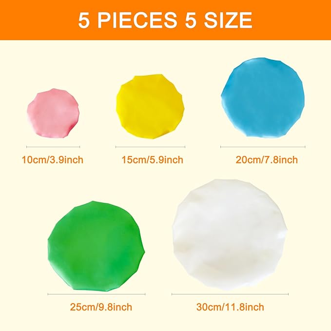 Reusable Eco-friendly 5 Pcs Double Layer Bowl Covers, Freezer Safe and Easy to clean, Reusable Container Storage for Leftover, Fruit, Salads, set of 5