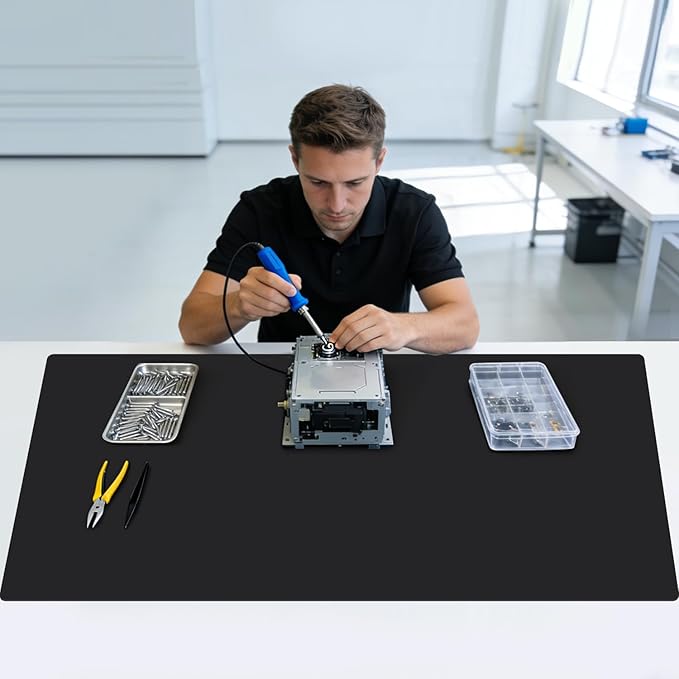 Extra Large Silicone Mat for Kitchen Counter 39.4"x23.6" Silicone Table Mat for Resin Workbench Mat Heat Resistant Mat Coffee BarMat, Black Thick 2MM