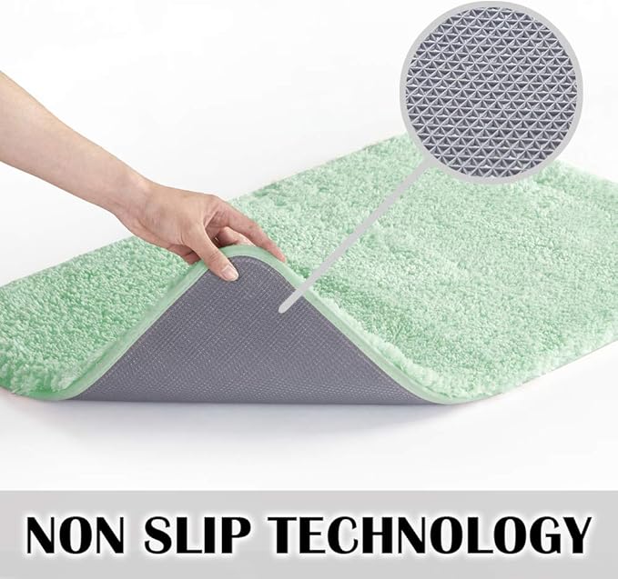 Suchtale Large Bathroom Rug - Extra Soft & Absorbent Shaggy Mat (24 x 40, Pale Green) Machine Washable Microfiber Non Slip Bath Mat