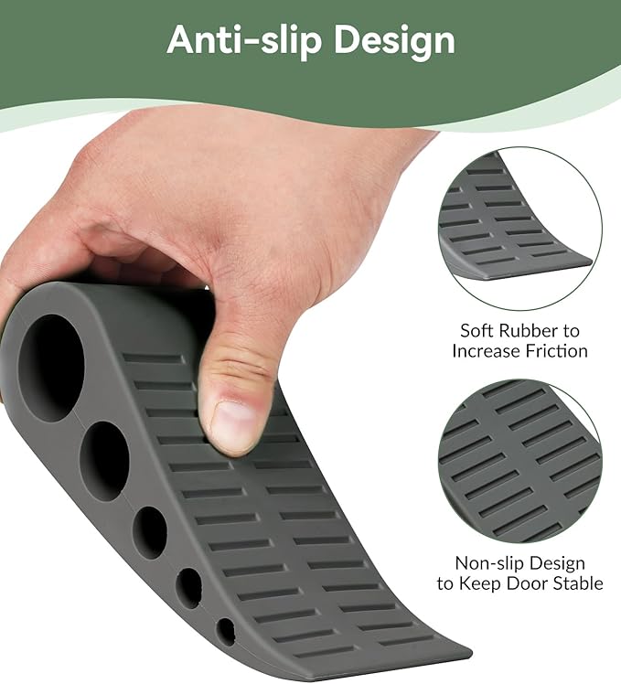 Original Patented Door Stoppers for Bottom of Door, Non Slip Rubber Doors Stop, Doors Wedge for Carpet, Hardwood and Tile (3 Pack, Pink)