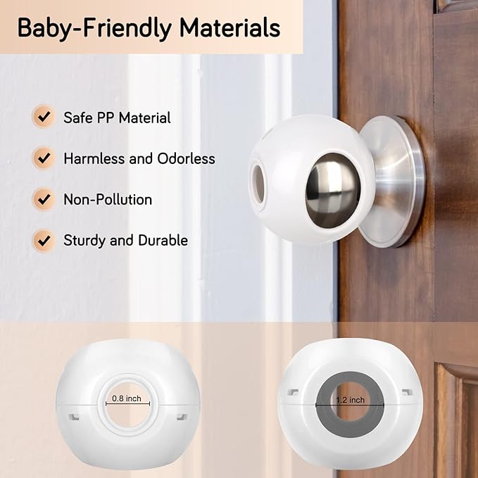 GRENFU Child Proof Door Knob Covers 6-Pack Universal Fit Baby Proof Door Knob Covers Prevents Toddlers from Opening Doors, Easy 1-Hand Use for Adults Door Knob Child Proof Cover Child Door Locks