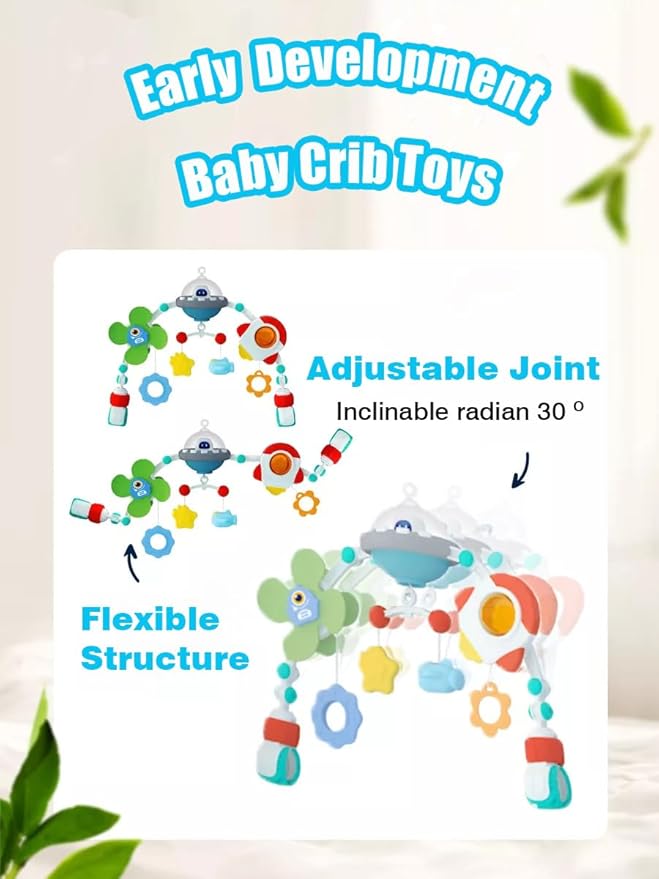 Pau1Hami1ton Baby Stroller Arch Toys, Car Seat Toys,Bouncer Toy Bar/Mobile for Bassinet,Adjustable Baby Hanging Toys Fit for Crib Bed,Stroller.S-19(Spacecraft)